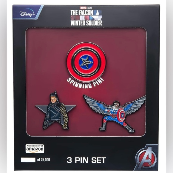 Marvel Falcon and Winter Soldier Spinning Pin Set - Picture 1 of 8